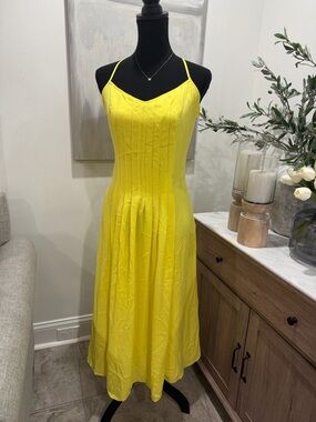 NWT Banana Republic Bright Yellow Spaghetti-Strap Midi Dress